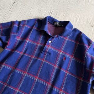 Vintage Polo Ralph Lauren USA Made Blue Purple Plaid Polo Men’s Size Med 90s